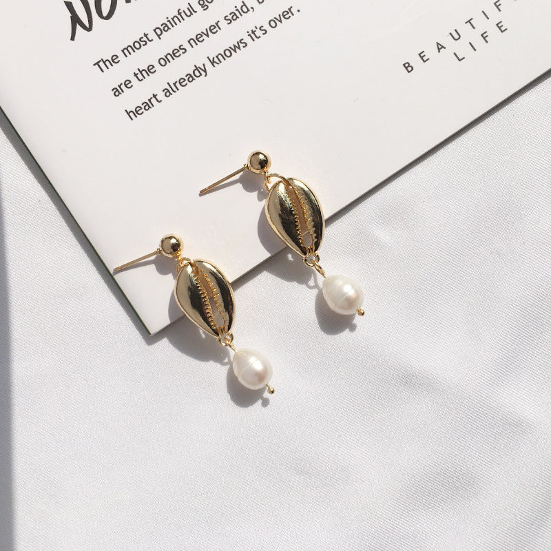 Shell Sea Sun Wind Pearl Earrings