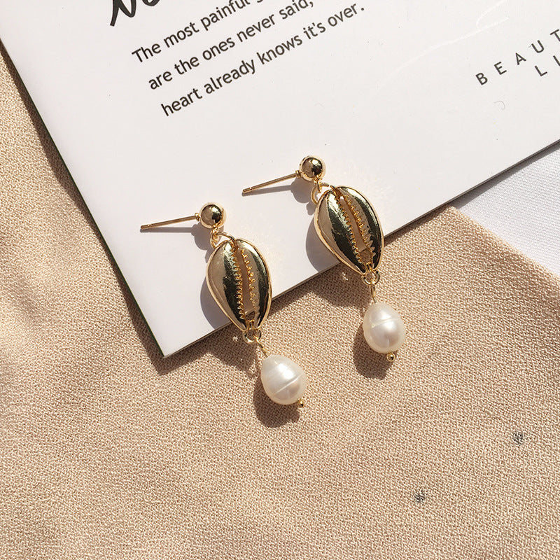 Shell Sea Sun Wind Pearl Earrings