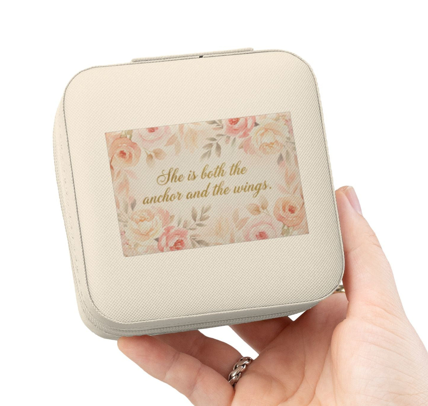 She Is Both the Anchor & the Wings — Mother's Day Jewelry Travel Case