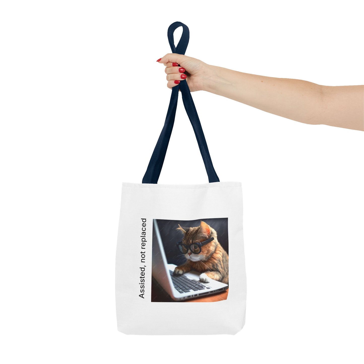 "Assisted Not Replaced" Kitten Tote Bag (AOP)