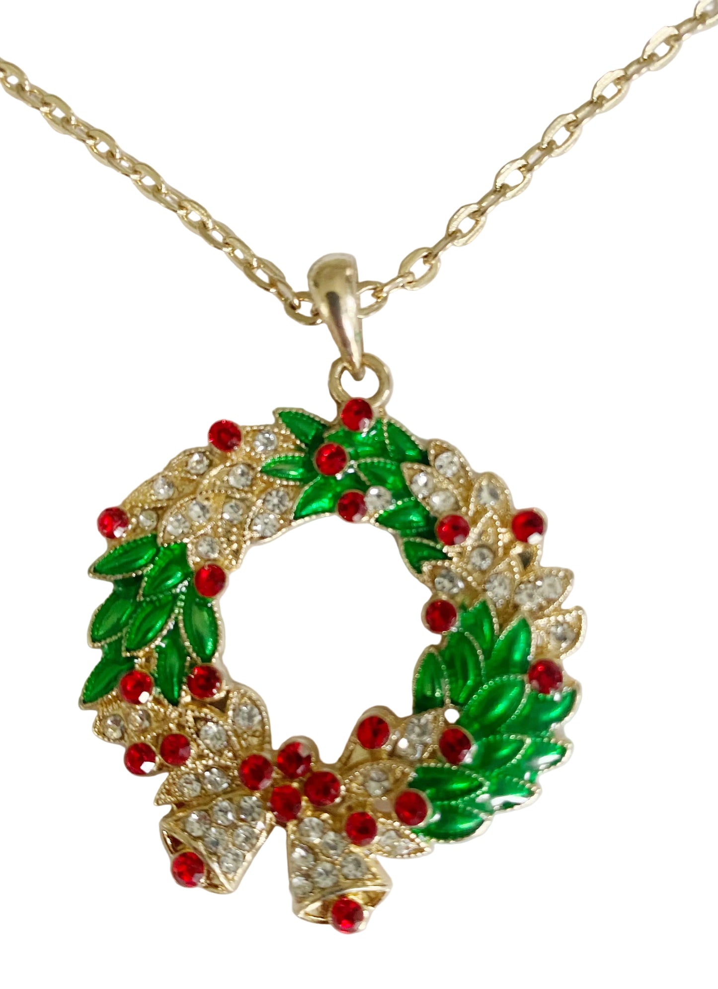 Christmas Long Wreath Pendant Necklace - TTP