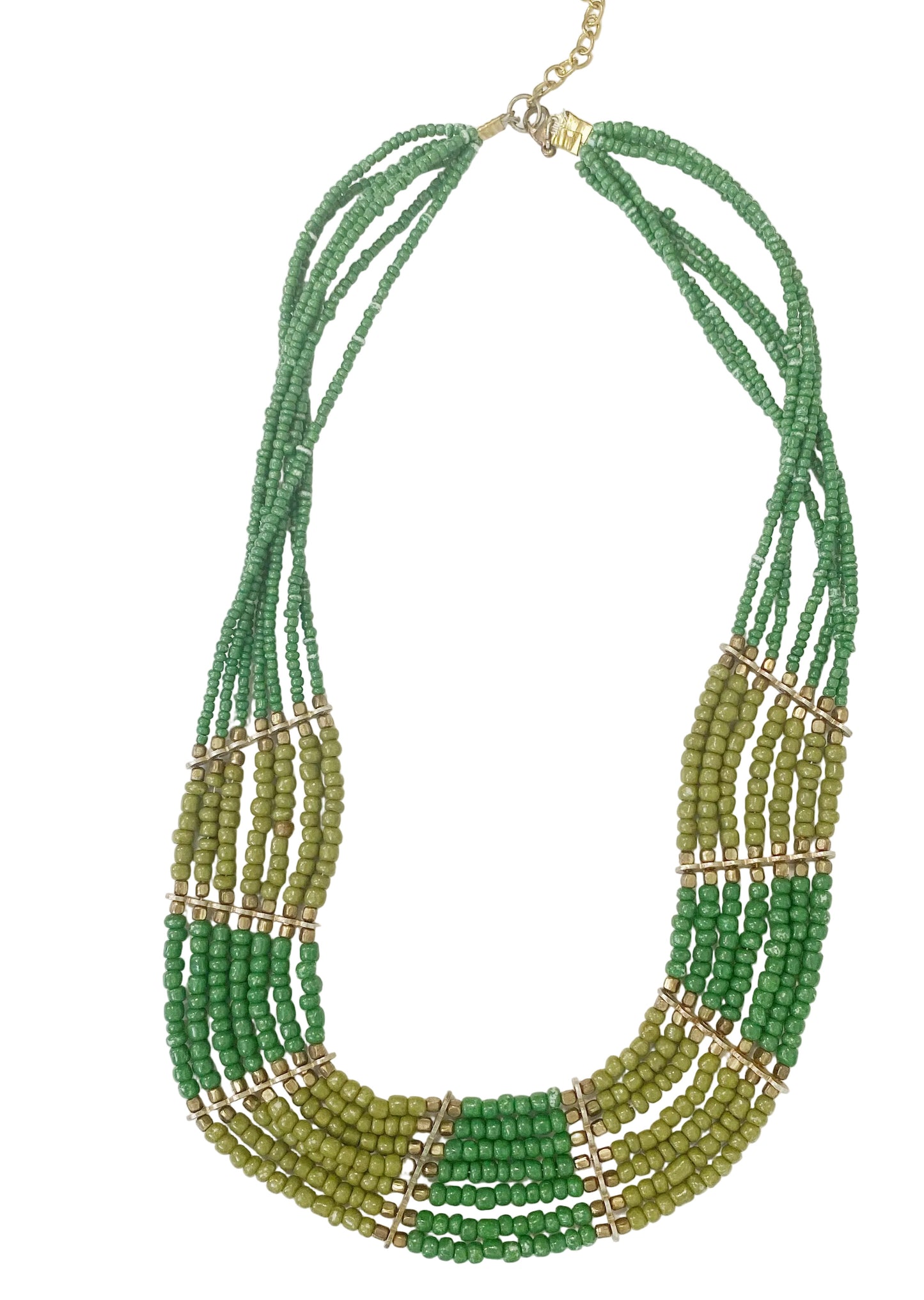 Green Gold Choker Beaded Necklace