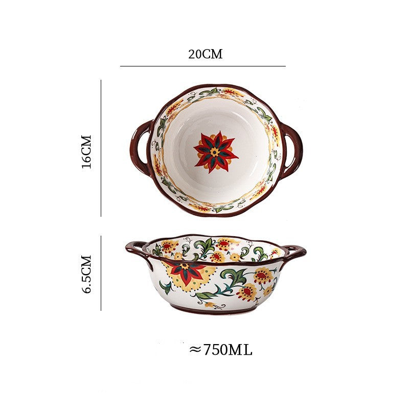 Double Ear Bowl Creative Soup Ceramics - TTP