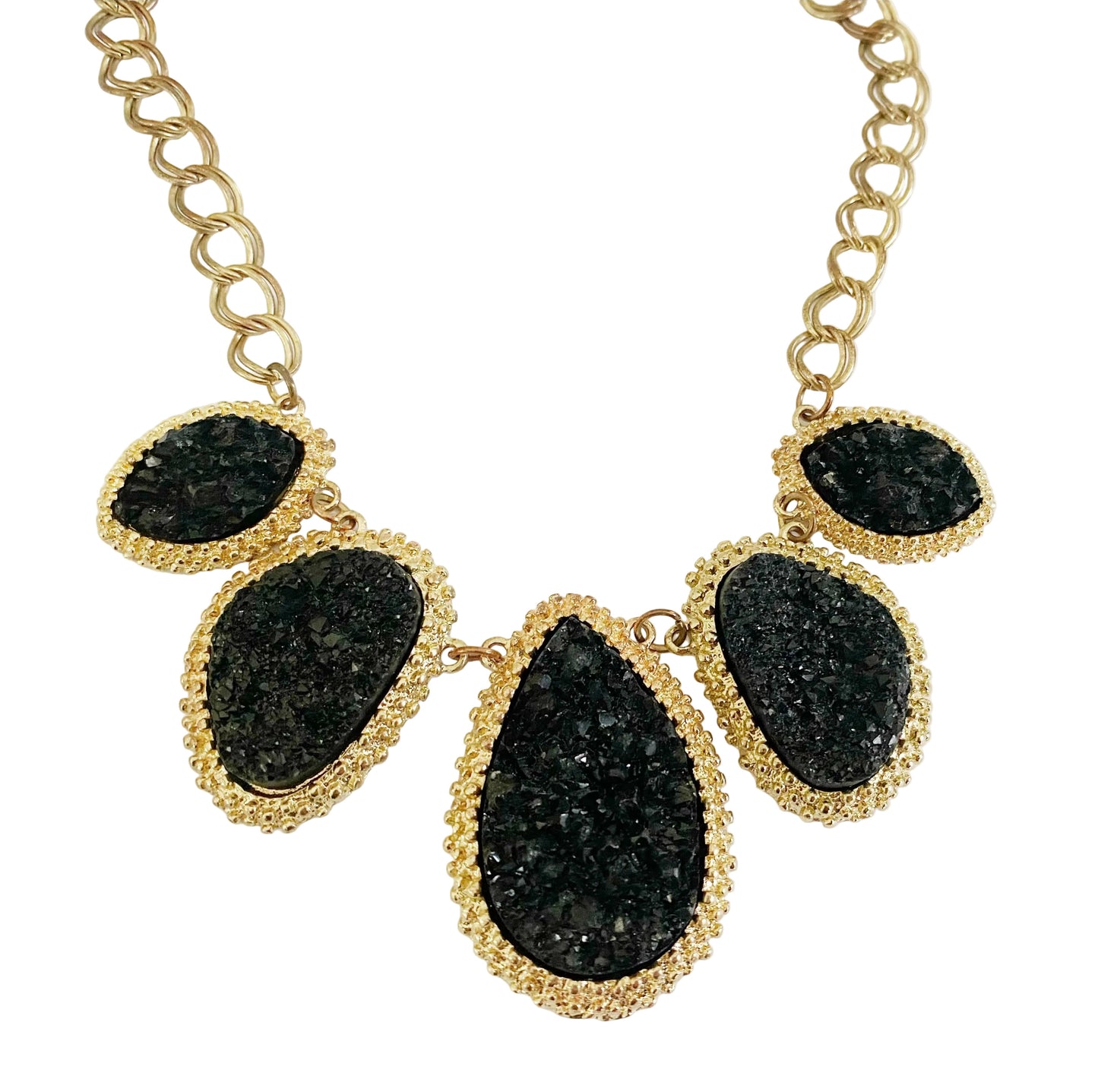 Faux Geode Teardrop Pendant Necklace - TTP
