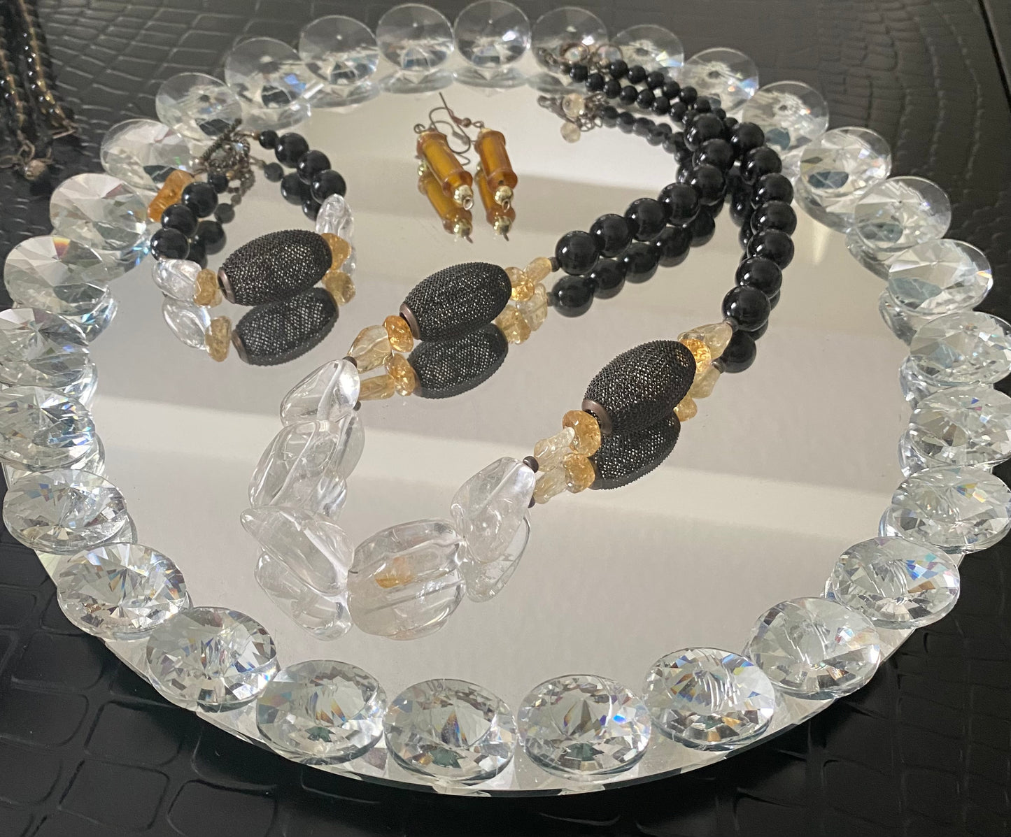 Black Tourmaline Necklace & Bracelet Set