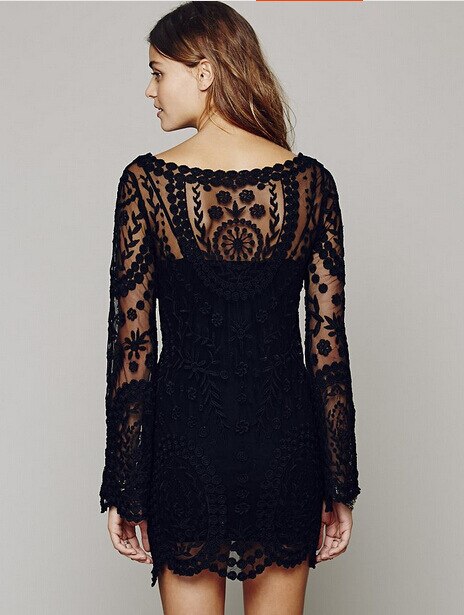 Long Sleeve Flower Pattern Dress - TTP