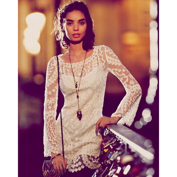 Long Sleeve Flower Pattern Dress - TTP
