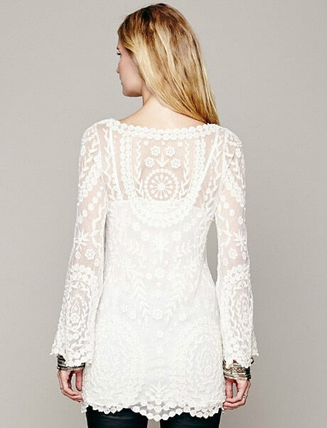 Long Sleeve Flower Pattern Dress - TTP