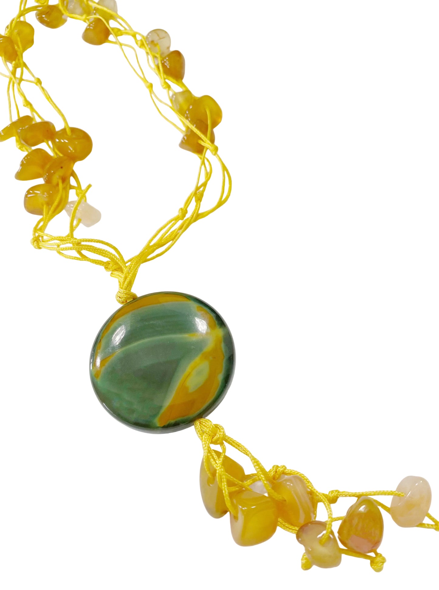Vintage Handmade Amber Malachite Necklace | Healing Crystal Jewelry