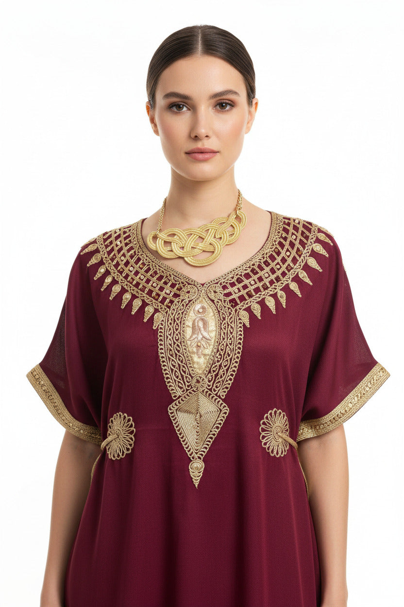Maroon Short Sleeves KaftanIITTP