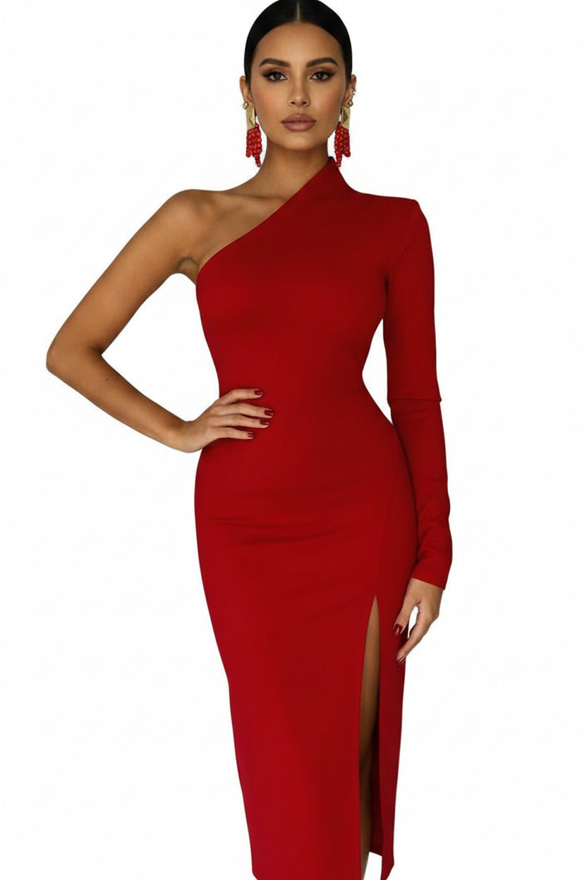 Red Party Temperament Sheath Dress - TTP