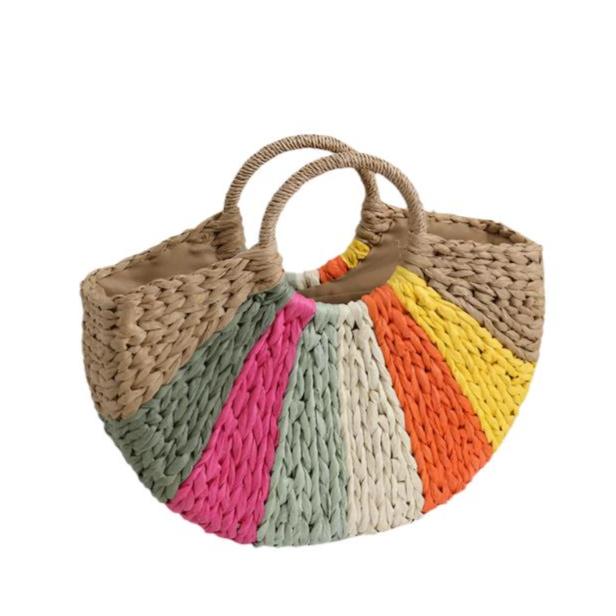 Rainbow Straw Beach Bag - TTP