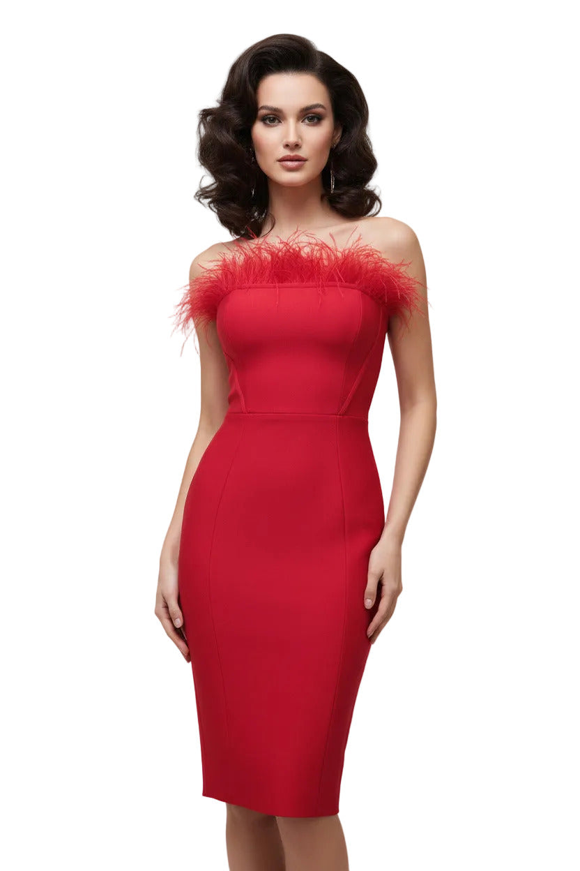Tube Top Red Bandage Cocktail Dress - TTP