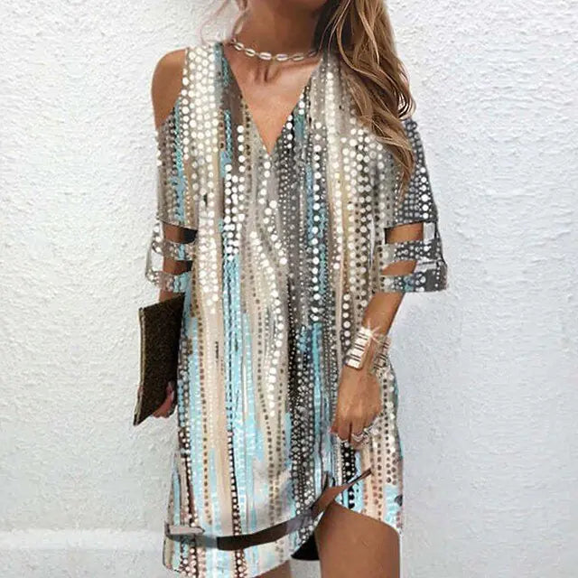 V Neck Summer Tie Dye Dresses - TTP