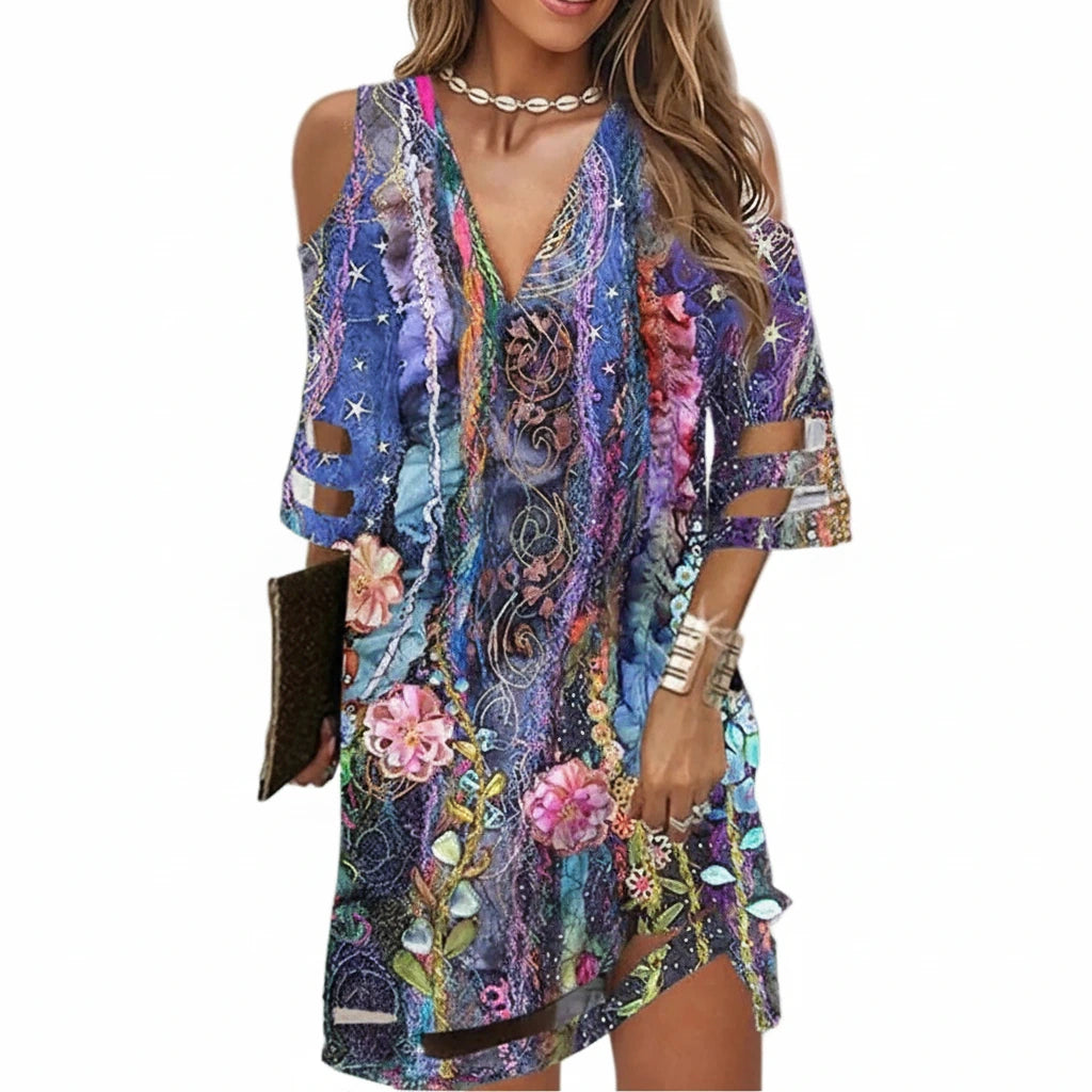 V Neck Summer Tie Dye Dresses - TTP