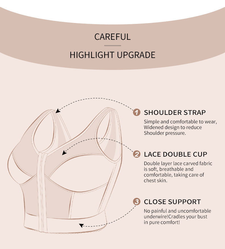 Wireless front-button lace bra gift idea mothers grandmothers limited mobility