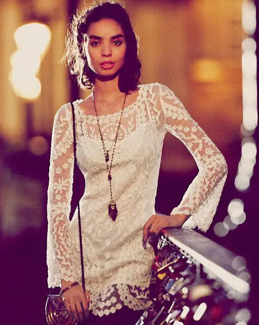 Long Sleeve Flower Pattern Dress