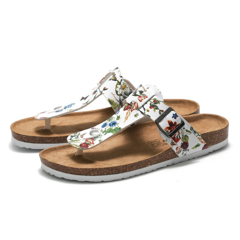 Cork Flip Flop Leather Sandals