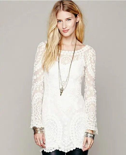 Long Sleeve Flower Pattern Dress