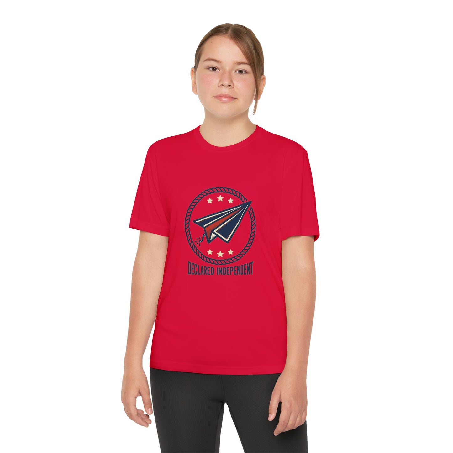 Youth Tee — "Declared Independent" Paper Plane Graphic