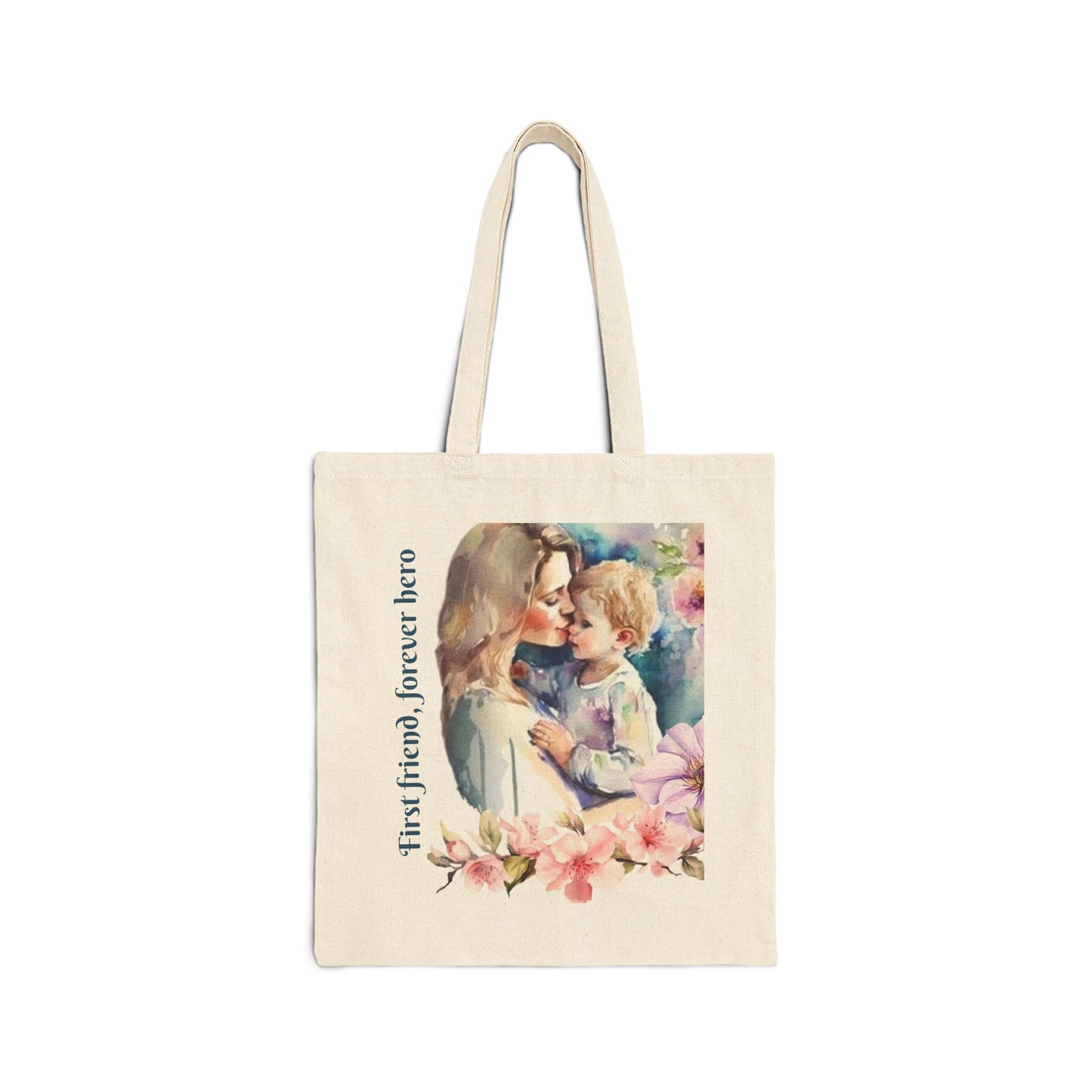 "First Friend, Forever Hero" Cotton Canvas Tote Bag