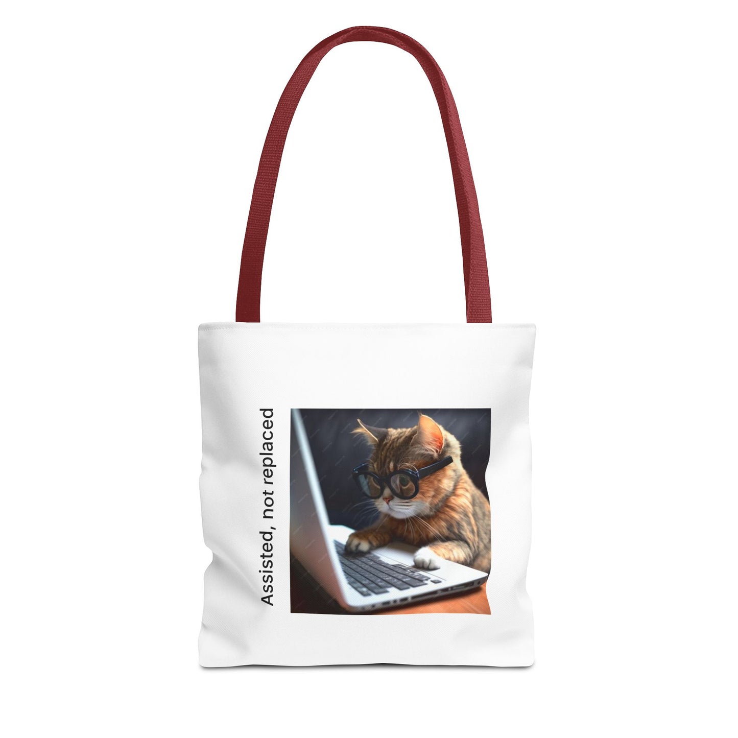 "Assisted Not Replaced" Kitten Tote Bag (AOP)