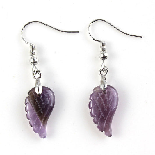 Natural crystal wings earrings