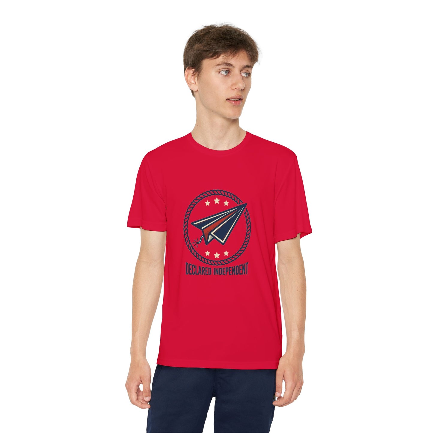 Youth Tee — "Declared Independent" Paper Plane Graphic