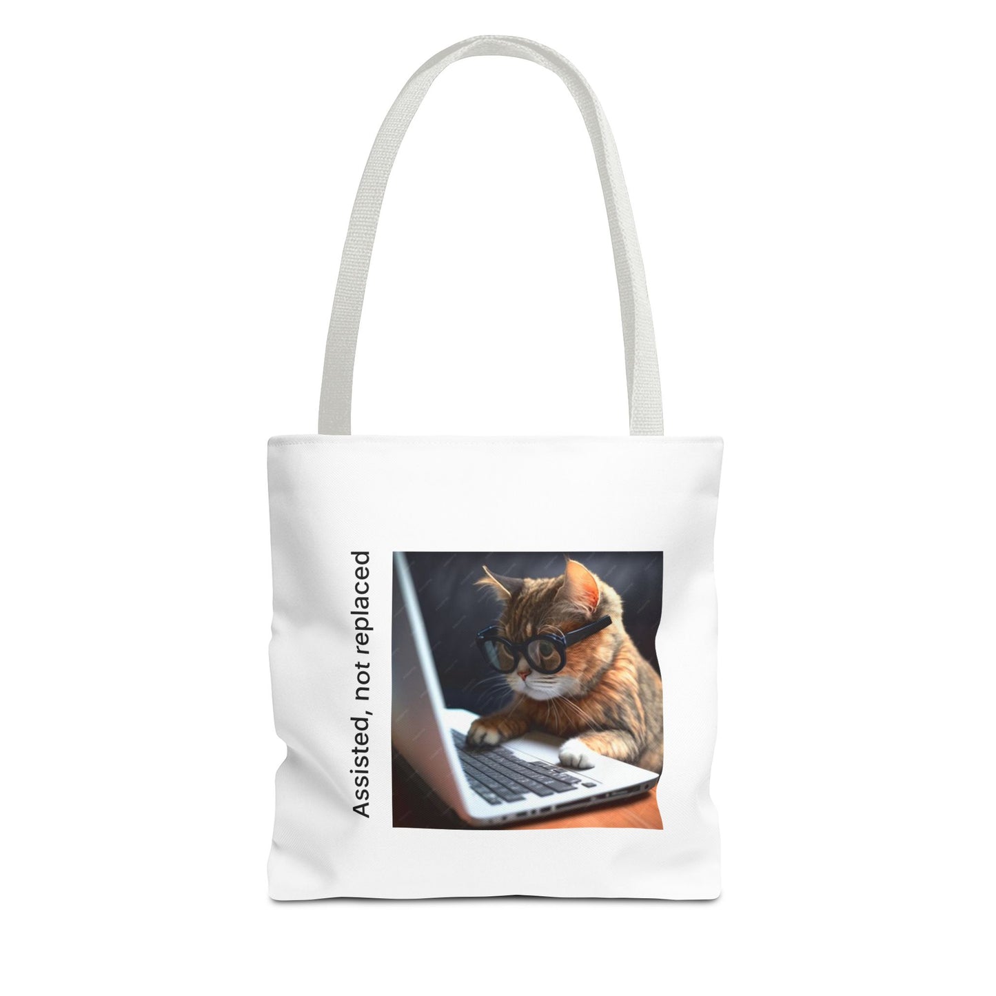 "Assisted Not Replaced" Kitten Tote Bag (AOP)