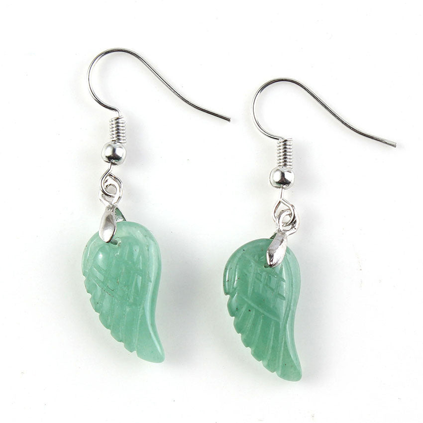 Natural crystal wings earrings