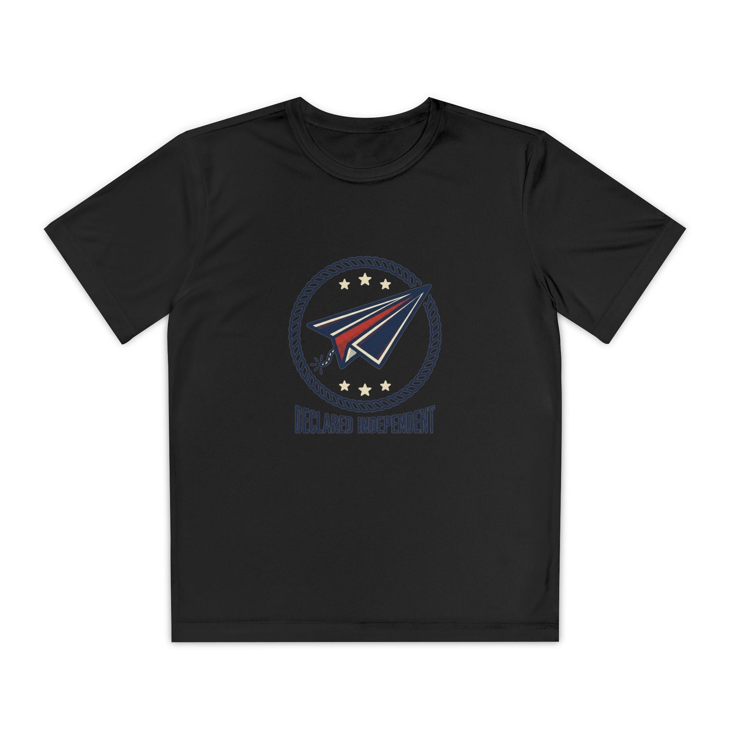 Youth Tee — "Declared Independent" Paper Plane Graphic