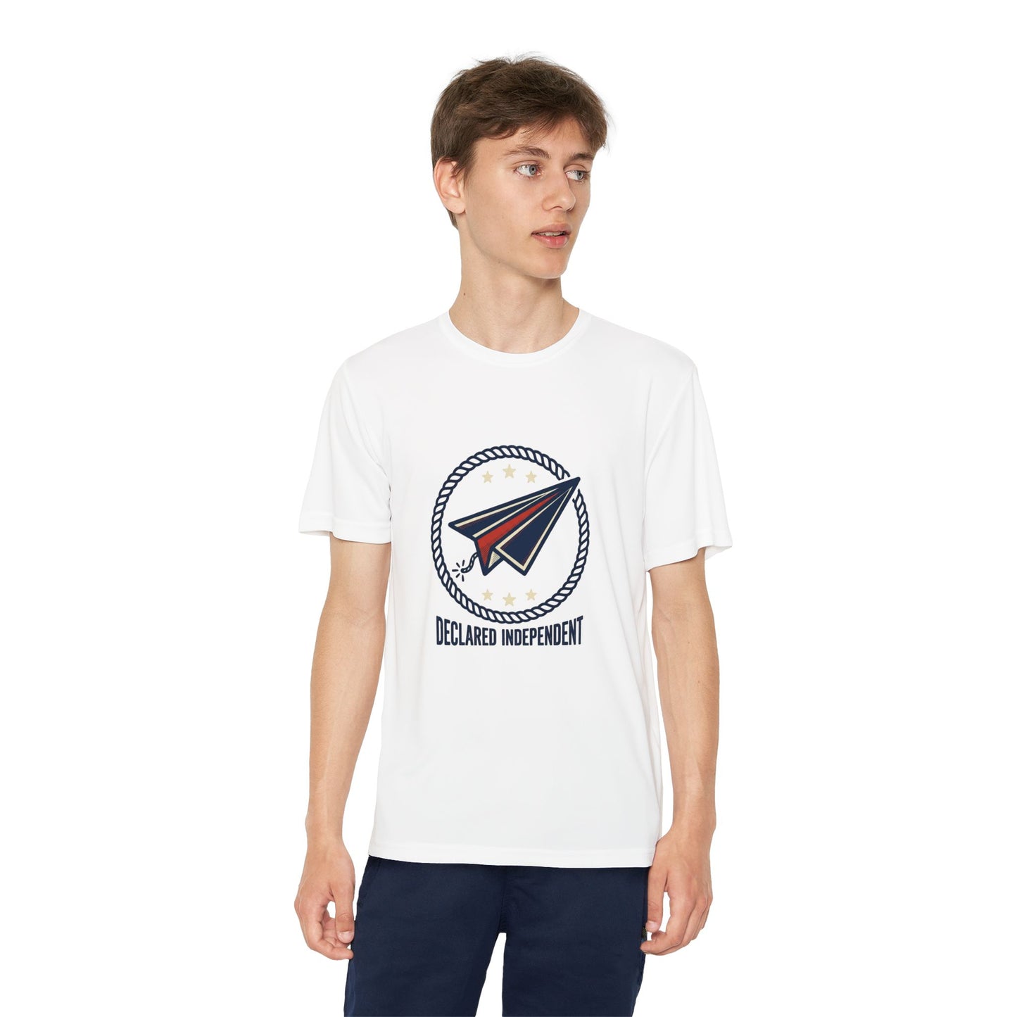 Youth Tee — "Declared Independent" Paper Plane Graphic