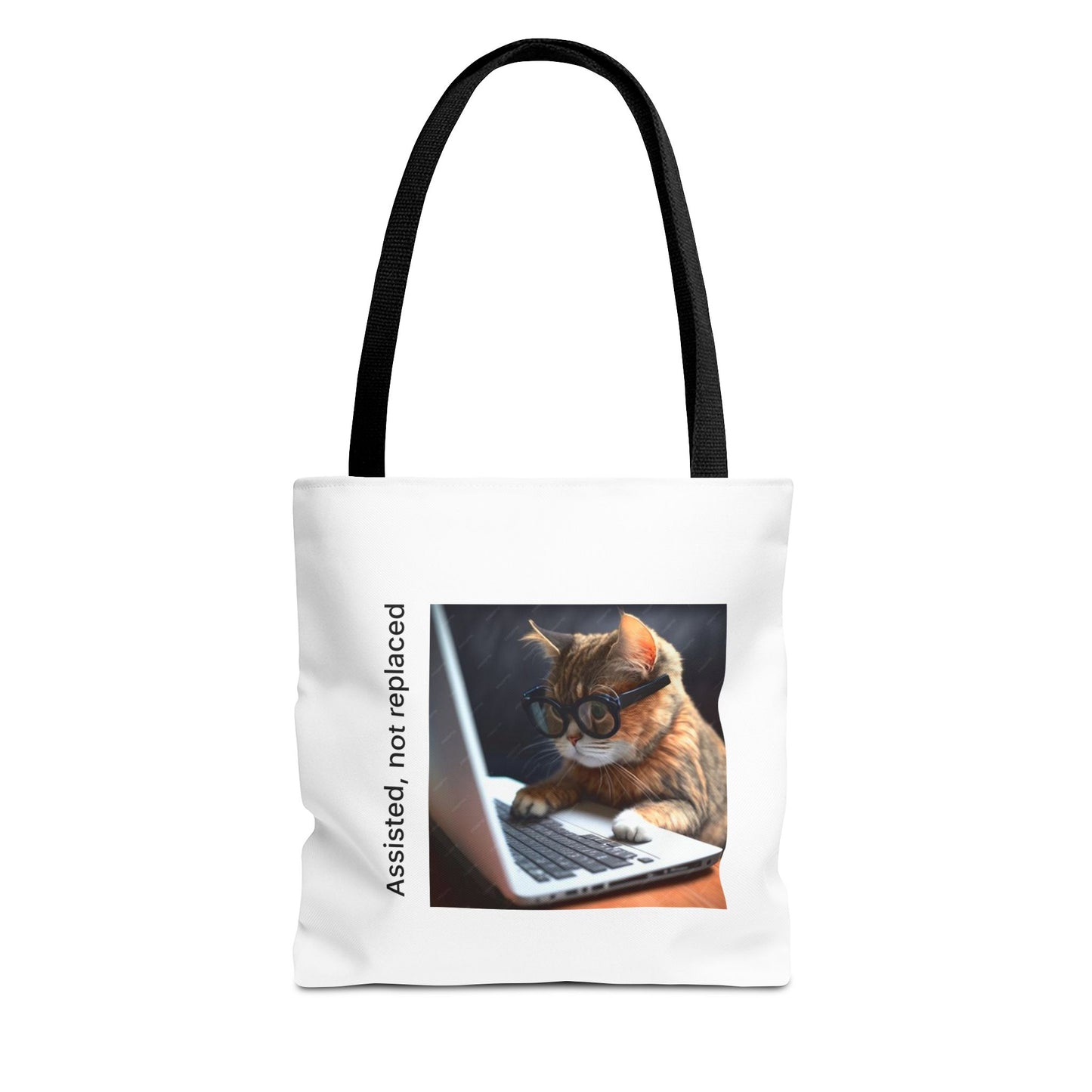 "Assisted Not Replaced" Kitten Tote Bag (AOP)