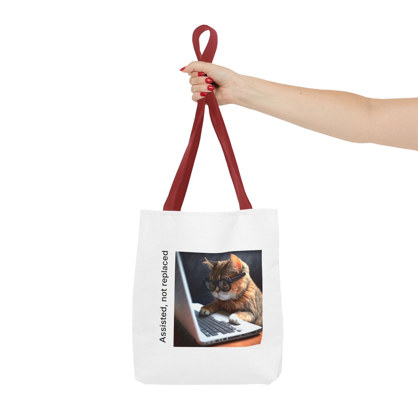 "Assisted Not Replaced" Kitten Tote Bag (AOP)