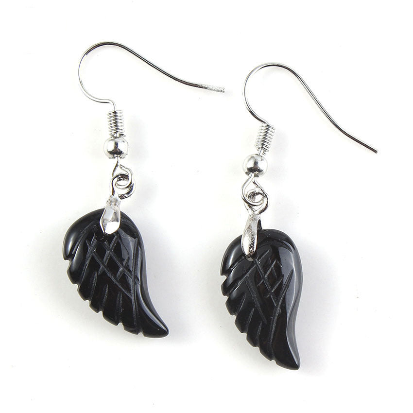 Natural crystal wings earrings