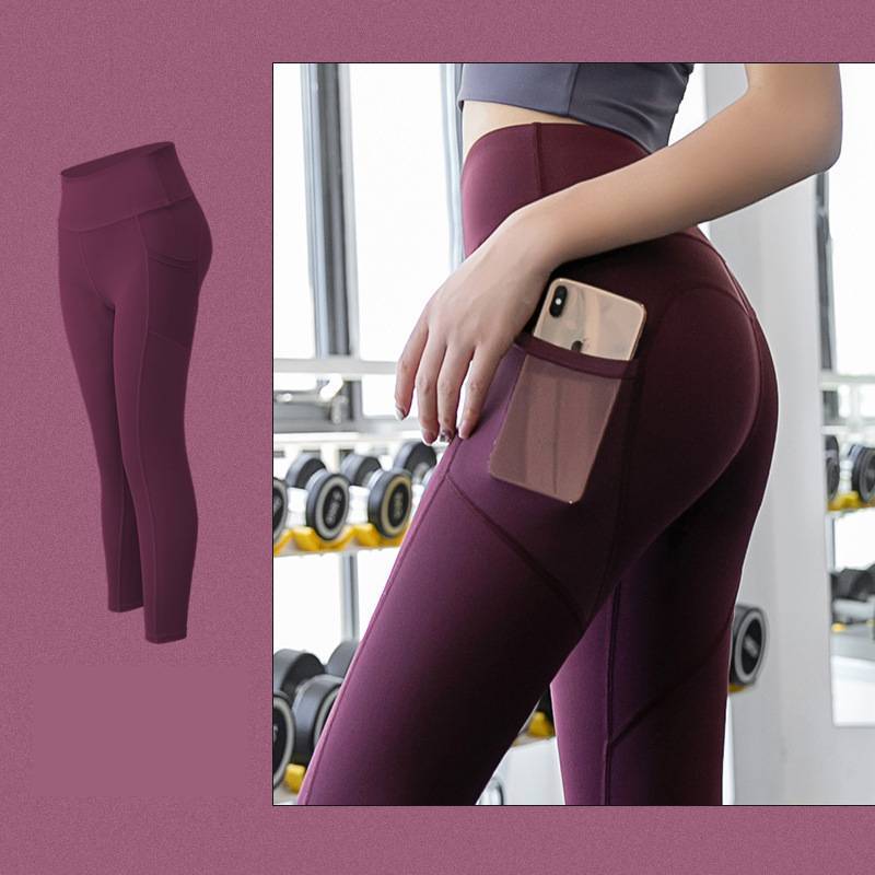 Thin Gym Pants With Buttock Mesh Tight Side Pockets