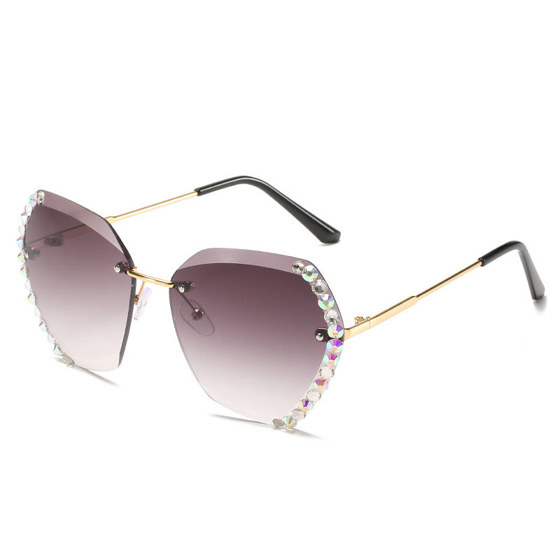 Diamond-Studded Polygonal Sunglasses