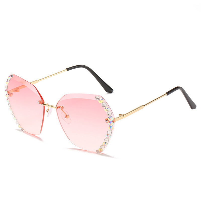 Diamond-Studded Polygonal Sunglasses