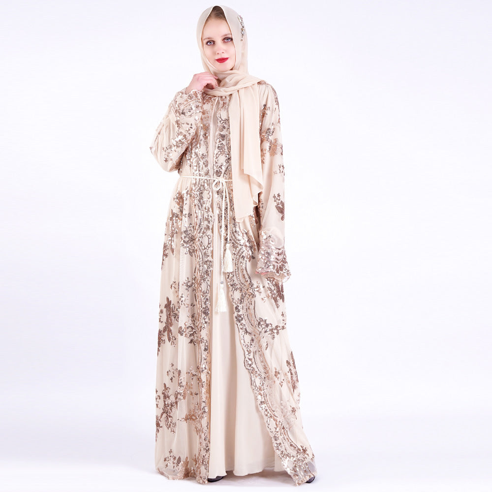 Short Sleeve Printed Flower Abaya