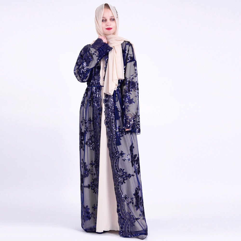 Short Sleeve Printed Flower Abaya