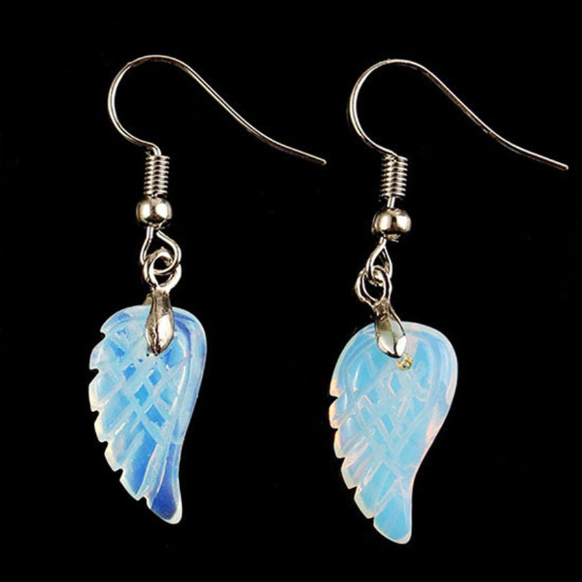 Natural crystal wings earrings