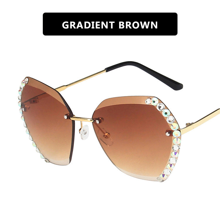 Diamond-Studded Polygonal Sunglasses