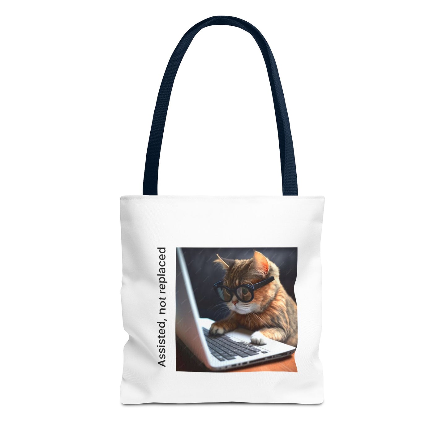 "Assisted Not Replaced" Kitten Tote Bag (AOP)