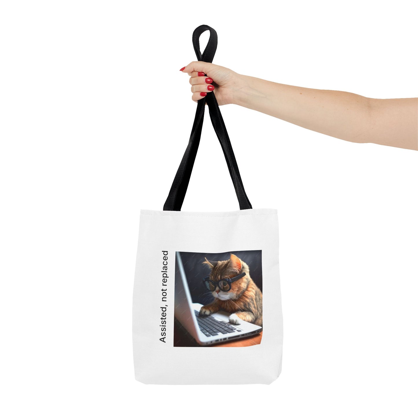 "Assisted Not Replaced" Kitten Tote Bag (AOP)
