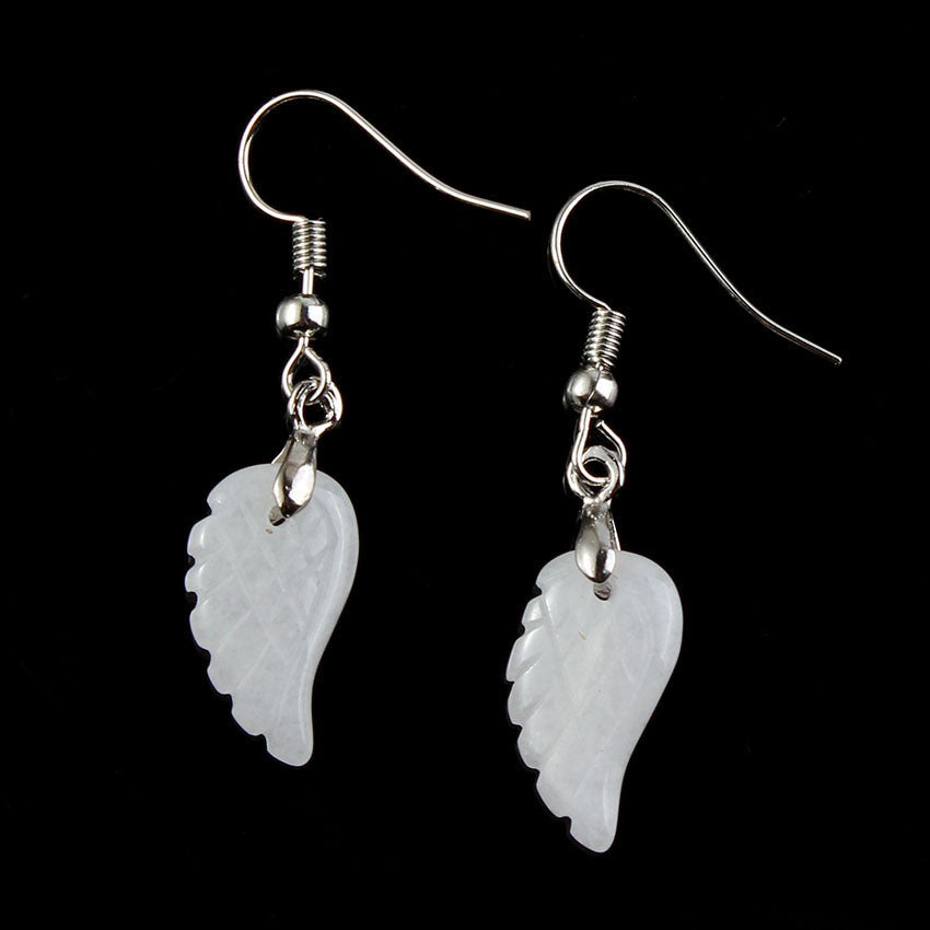 Natural crystal wings earrings