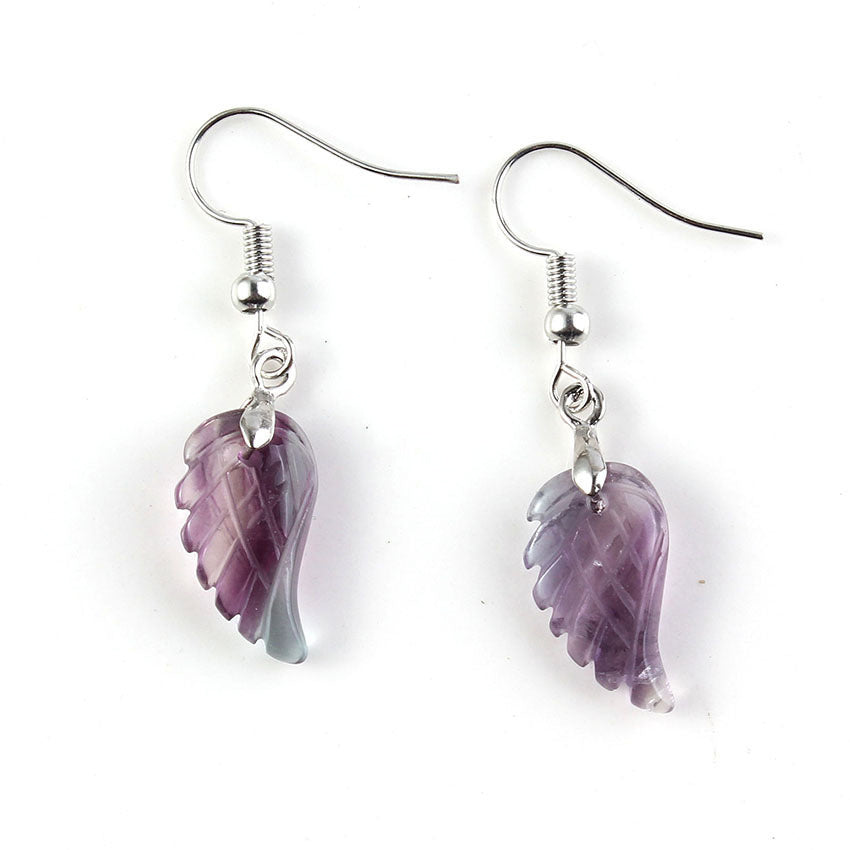 Natural crystal wings earrings