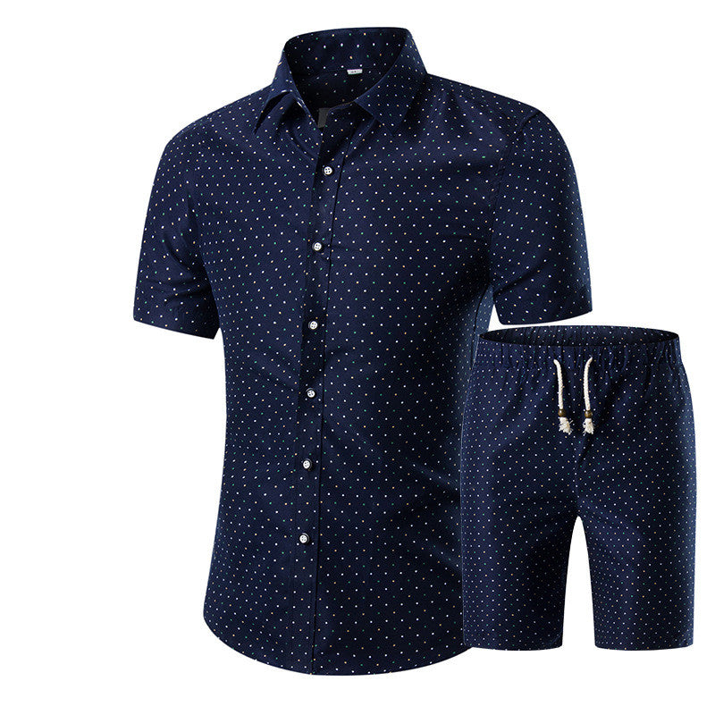 Men's Summer Two-Piece Floral Shirt Set