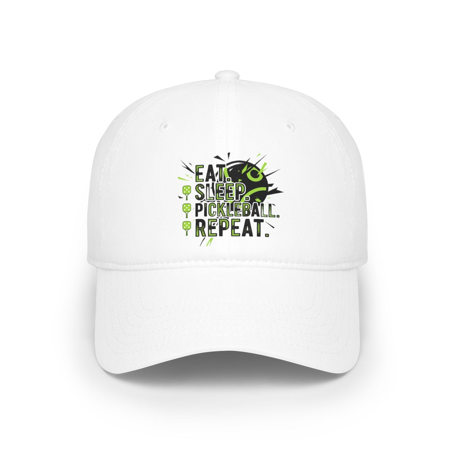 "Eat, Sleep, Pickleball, Repeat" Baseball Cap - Low Profile