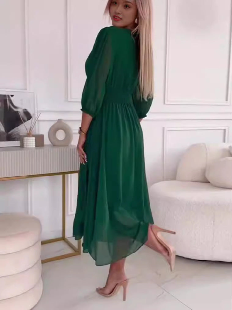 Waist-Tight Long Sleeve Dress