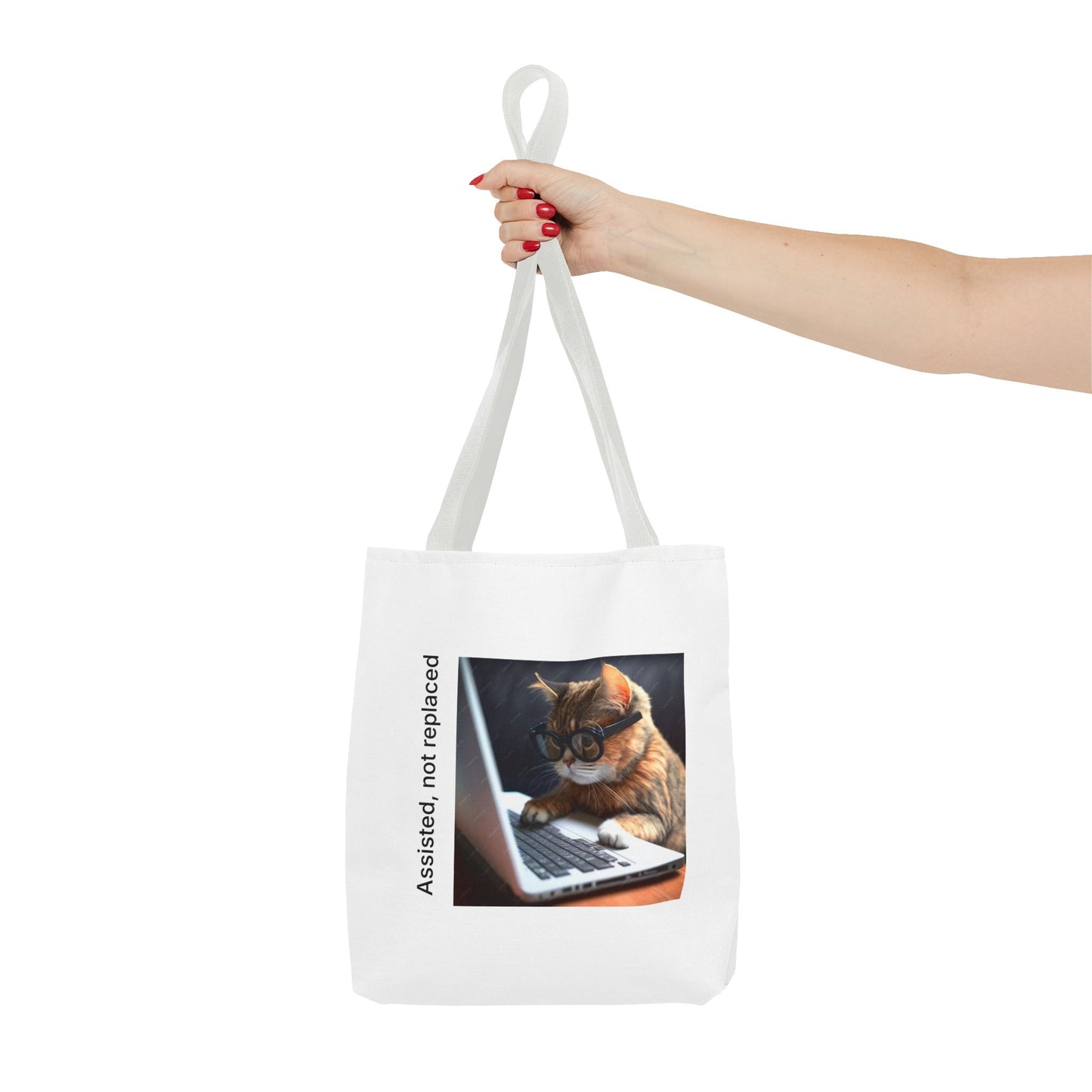 "Assisted Not Replaced" Kitten Tote Bag (AOP)